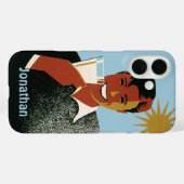 Art Deco man uit het verleden, koude drankjes in d Case-Mate iPhone Case (Achterkant (horizontaal))