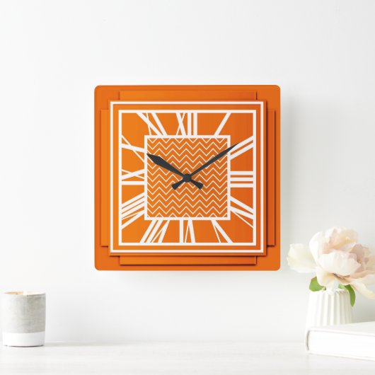 Art Deco, mandarijnensinaasappel Vierkante Klok (Huis)