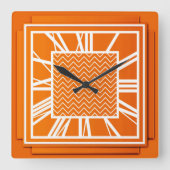 Art Deco, mandarijnensinaasappel Vierkante Klok (Voorkant)