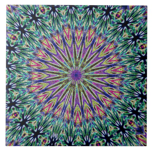 Art Deco Mandela Colorful Ceramic Tile Tegeltje (Voorkant)