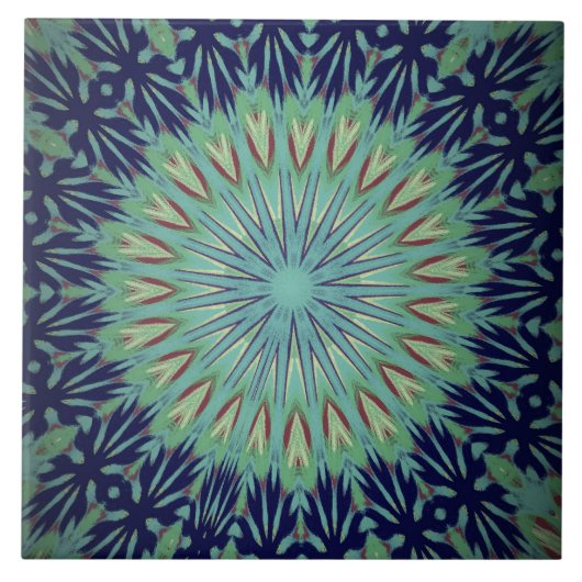 Art Deco Mandela Colorful Ceramic Tile Tegeltje (Voorkant)