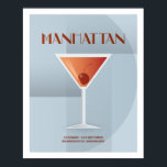 Art Deco Manhattan Poster<br><div class="desc">Deze Manhattan afbeelding maakt deel uit van het Classic Cocktail Collectie. Getekend in een art deco stijl met de basis recept ingrediënten voor het maken van de cocktail.</div>