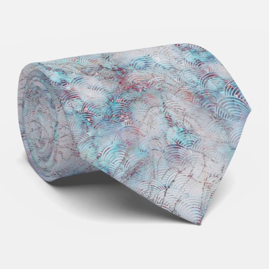 ART DECO MARBLE AQUA BLUE SWIRL ABSTRACT STROPDAS (Opgerold)