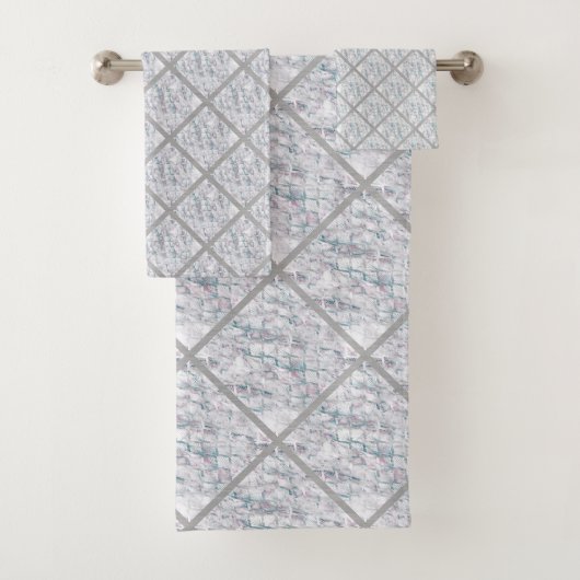 ART DECO MARBLE BATHROOM TOWEL SET BAD HANDDOEK (Insitu)