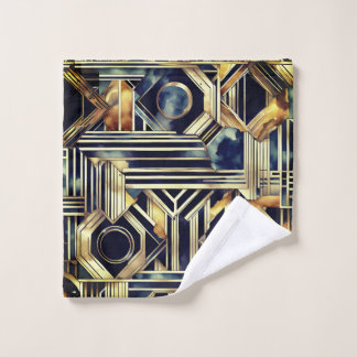 Art-deco marble Black and gold Jazzy Geometric Bad Handdoek