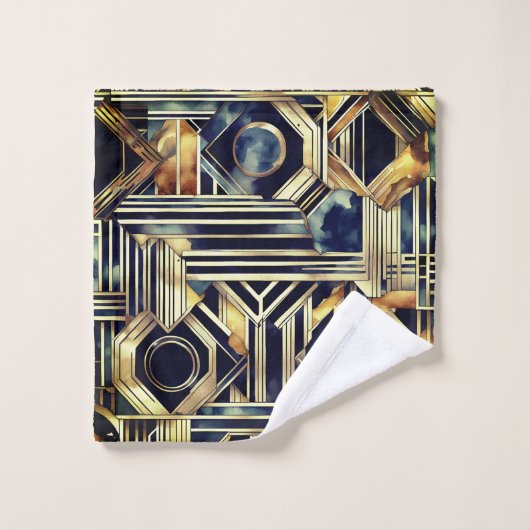 Art-deco marble Black and gold Jazzy Geometric  Bad Handdoek (Wasdoekje)