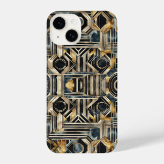 Art-deco marble Black and gold Jazzy Geometric iPhone 14 Hoesje