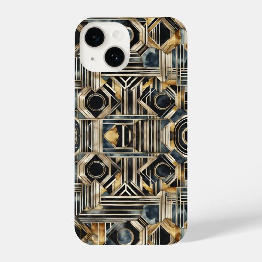 Art-deco marble Black and gold Jazzy Geometric  iPhone Hoesje (Achterkant)