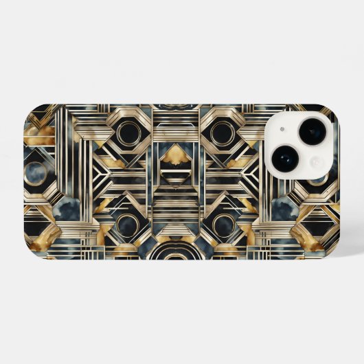 Art-deco marble Black and gold Jazzy Geometric  iPhone Hoesje (Achterkant horizontaal)