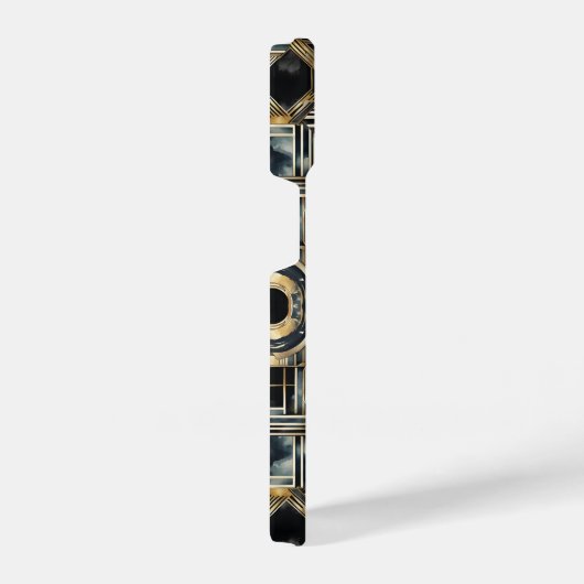 Art-deco marble Black and gold Jazzy Geometric iPhone Hoesje (Rechterkant)