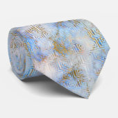 ART DECO MARBLE BLUE GOLD ABSTRACT STROPDAS (Opgerold)