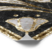 Art Deco Marble Tegel Floral. Blauwbloemen Poster (Hoek)