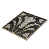 Art Deco Marble Tile Floral. Blauwbloemen Tegeltje (Zijkant)