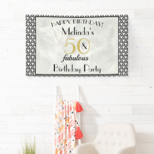 Art Deco Marmer 50 & Fabulous Verjaardag Spandoek