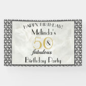 Art Deco Marmer 50 & Fabulous Verjaardag Spandoek (Horizontaal)