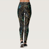 Art Deco Marmer: Malachiet Luxe Leggings (Achterkant)