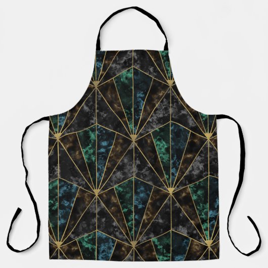 Art Deco Marmer: Malachiet Luxe Schort (Voorkant)