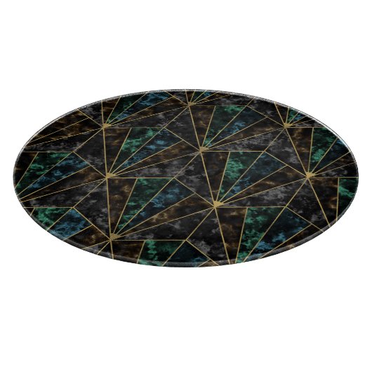 Art Deco Marmer: Malachiet Luxe Snijplank (Hoek)