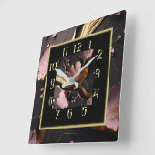 Art Deco marmer roze en zwart decoratief Vierkante Klok (Hoek)