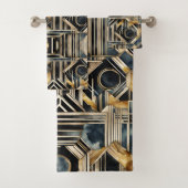 Art-deco marmer Zwart en goud Jazzy Geometrisch Bad Handdoek (Insitu)