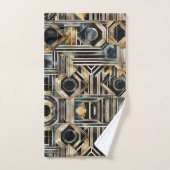 Art-deco marmer Zwart en goud Jazzy Geometrisch Bad Handdoek (Handdoek)