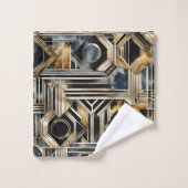 Art-deco marmer Zwart en goud Jazzy Geometrisch Bad Handdoek (Wasdoekje)