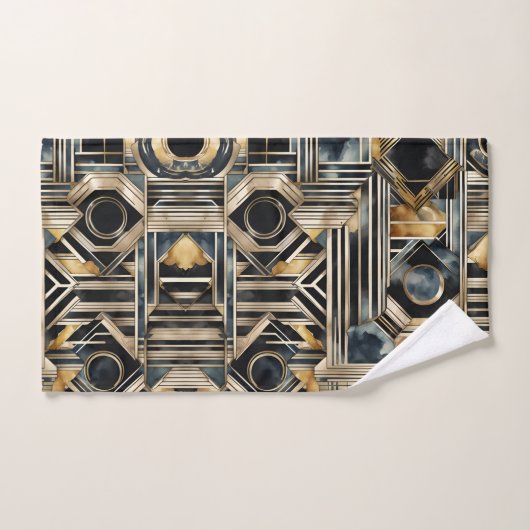 Art-deco marmer Zwart en goud Jazzy Geometrisch Bad Handdoek (Handdoek)