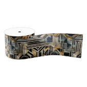 Art-deco marmer Zwart en goud Jazzy Geometrisch Grosgrain Lint (Spoel)