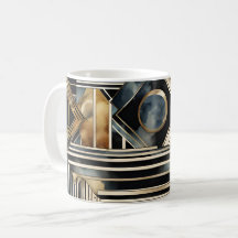 Art-deco marmer Zwart en goud Jazzy Geometrisch