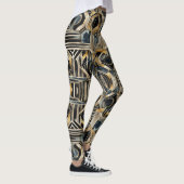 Art-deco marmer Zwart en goud Jazzy Geometrisch Leggings (Rechts)