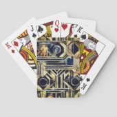 Art-deco marmer Zwart en goud Jazzy Geometrisch Pokerkaarten (Achterkant)