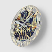 Art-deco marmer Zwart en goud Jazzy Geometrisch Ronde Klok (Hoek)