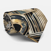Art-deco marmer Zwart en goud Jazzy Geometrisch Stropdas (Opgerold)