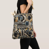 Art-deco marmer Zwart en goud Jazzy Geometrisch Tote Bag (Dichtbij)