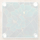 Art Deco Marmeren Mozaïek Bloemen Smaragdgroen & G Glazen Onderzetter (Achterkant)