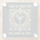 Art Deco Martini Bar Logo Glazen Onderzetter (Achterkant)