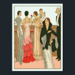 Art Deco Martini Poster<br><div class="desc">Een prachtig deco-afbeelding van mooie vrouwen en knappe heren op een cocktailparty of de nieuwjaarsviering in de jaren twintig of dertig. Fashionable dames met gekookt haar in avondjurken, kralen, bubbels, kant en gevederde trompetrokken, met fijne diamanten en parels. Man in tuxedo, wit stropdas en staarten, die een sigaar roken. Bartender...</div>