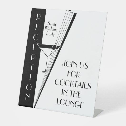 Art Deco Martini Reclamebord Met Voetstuk (Voorkant)