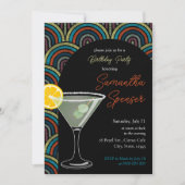 Art Deco Martini Verjaardagsuitnodiging Kaart (Voorkant)
