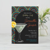 Art Deco Martini Verjaardagsuitnodiging Kaart (Staand voorkant)
