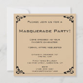 Art Deco Masquerade Kostuumfeest Kaart (Achterkant)