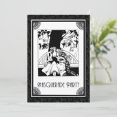 Art Deco Masquerade Party in zwart-wit Kaart (Staand voorkant)