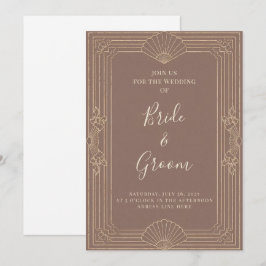 Art Deco Mauve Champagne Goud Bewerkbare Trouw Kaart