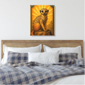 Art Deco Meerkat illustratie Canvas Afdruk (Insitu (Slaapkamer))