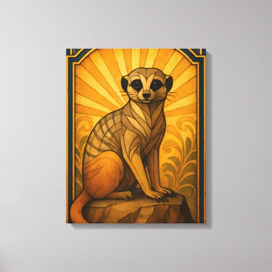 Art Deco Meerkat illustratie Canvas Afdruk (Voorkant)