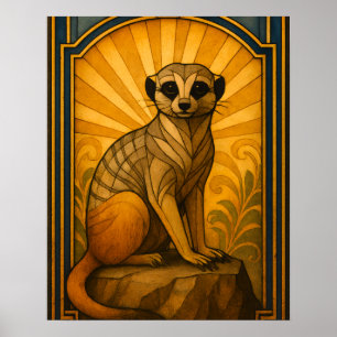 Art Deco Meerkat illustratie Poster
