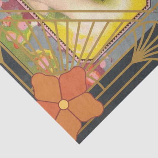 Art Deco Meisje Bloemen Decoupage Tissuepapier (Detail)