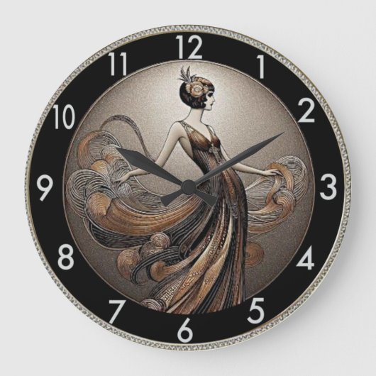 Art Deco Meisje Grote Klok (Voorkant)