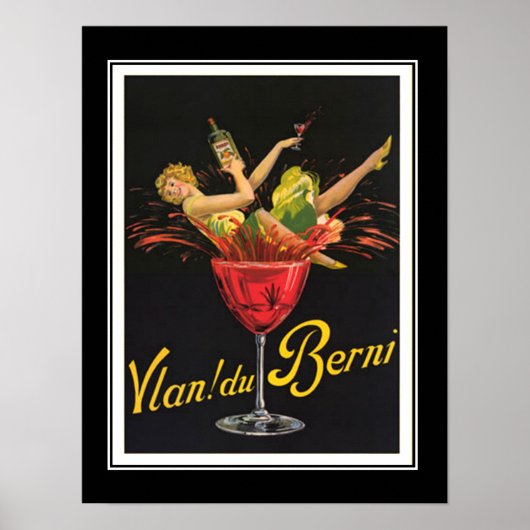 Art Deco-meisje in glas vintage poster (Voorkant)