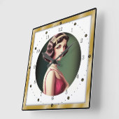 Art Deco-meisje Vierkante Klok (Hoek)